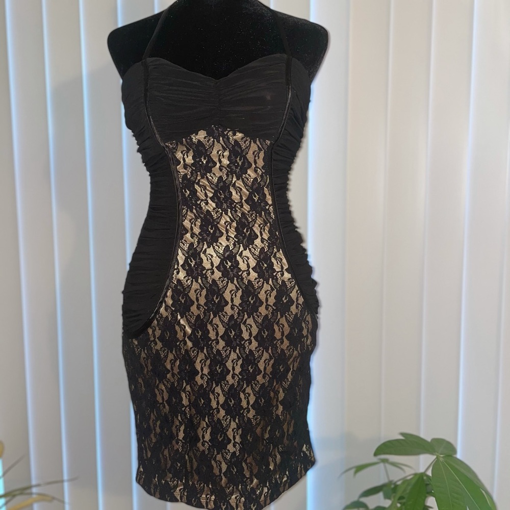 Mini Halter dress with back zip closure